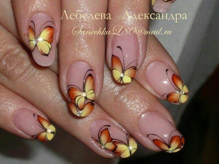 Cute Butterflies Nail Design Idea