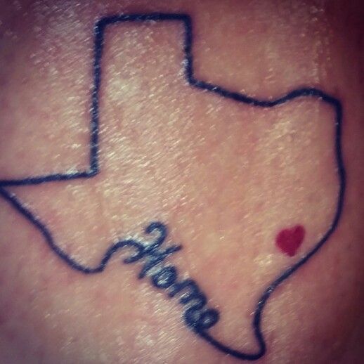 Cute Home Texas Map Outline Tattoo