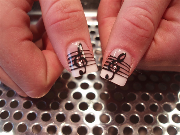 Cute Music Notes Nail Design Idea
