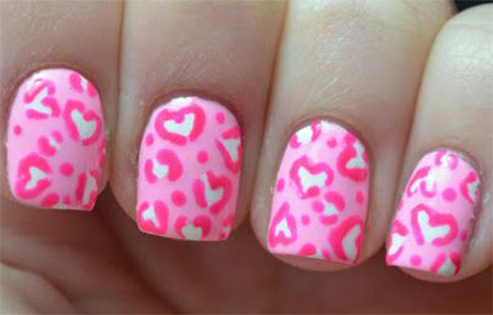 Cute Pink Hearts Nail Art