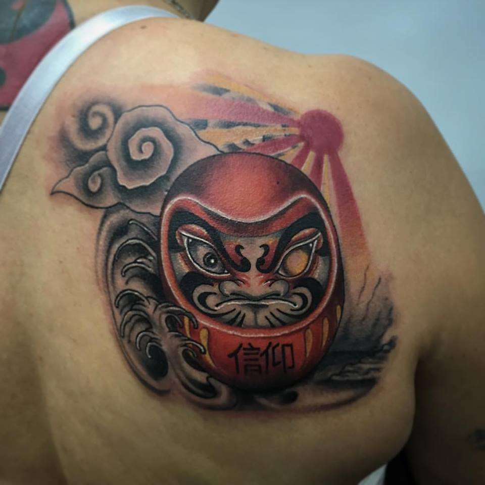 Druma Tattoo On Right Back Shoulder by Luis K Osorio