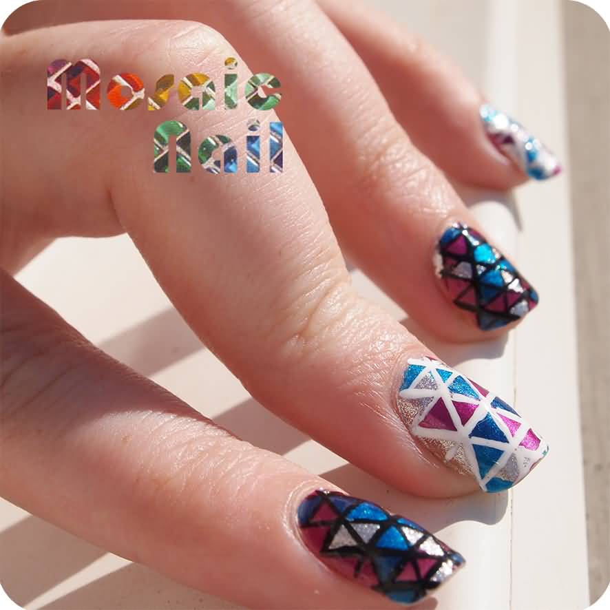 Elegant Mosaic Nail Art Deign Idea