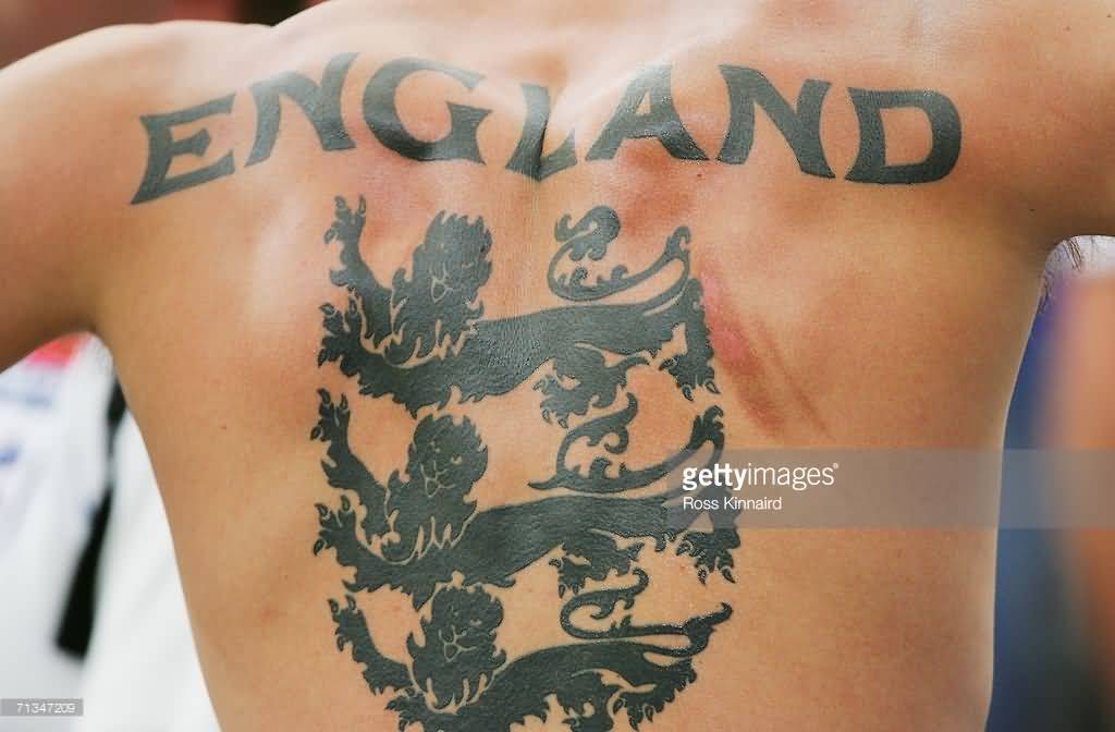 England Football Team Logo Tattoo On Back