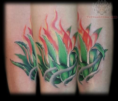 Flames Plant Tattoo
