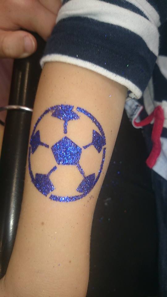 Football Glitter Tattoo On Half Sleeve