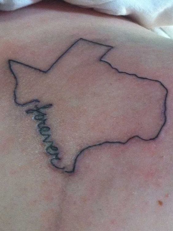 Forever Texas Map Outline Tattoo