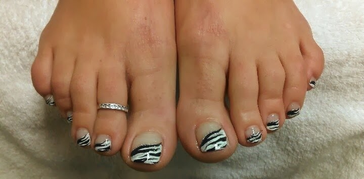 French Tip Zebra Print Black And White Toe Nail Art Design Idea