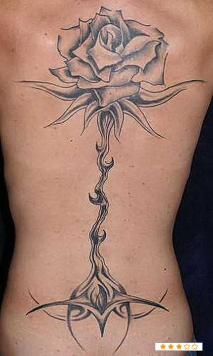 Full Back Rose Flower Plant Tattoo