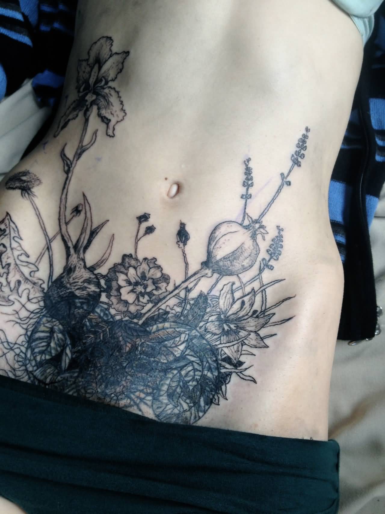 Garlic And Flower Plant Tattoo By Noelle Longhaul