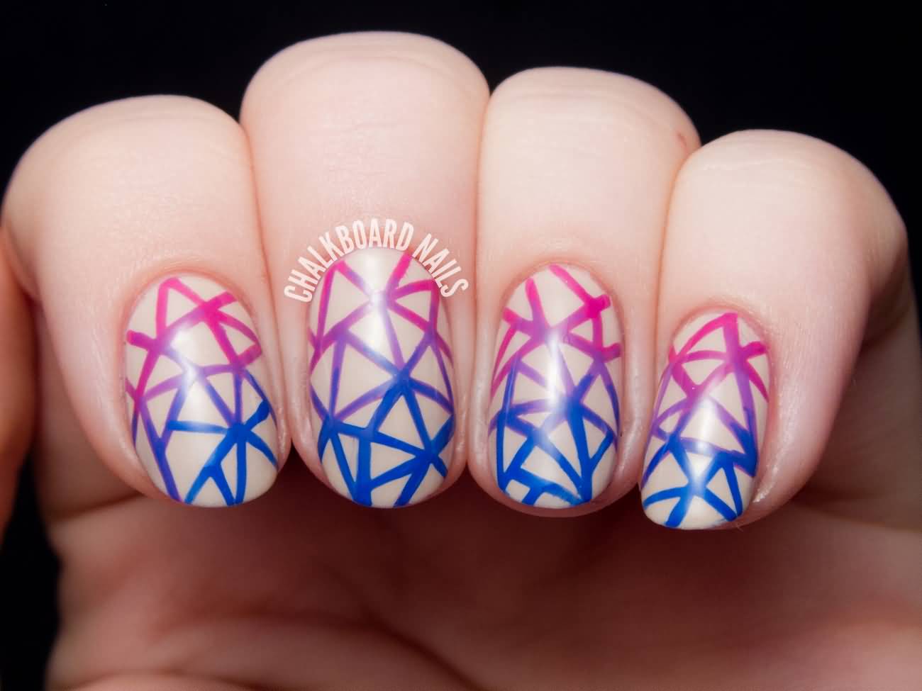 Geometric Gradient Pattern Nail Art Design