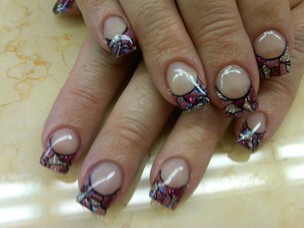 4. French Tip Gel Nails with Glitter and Color - wide 6