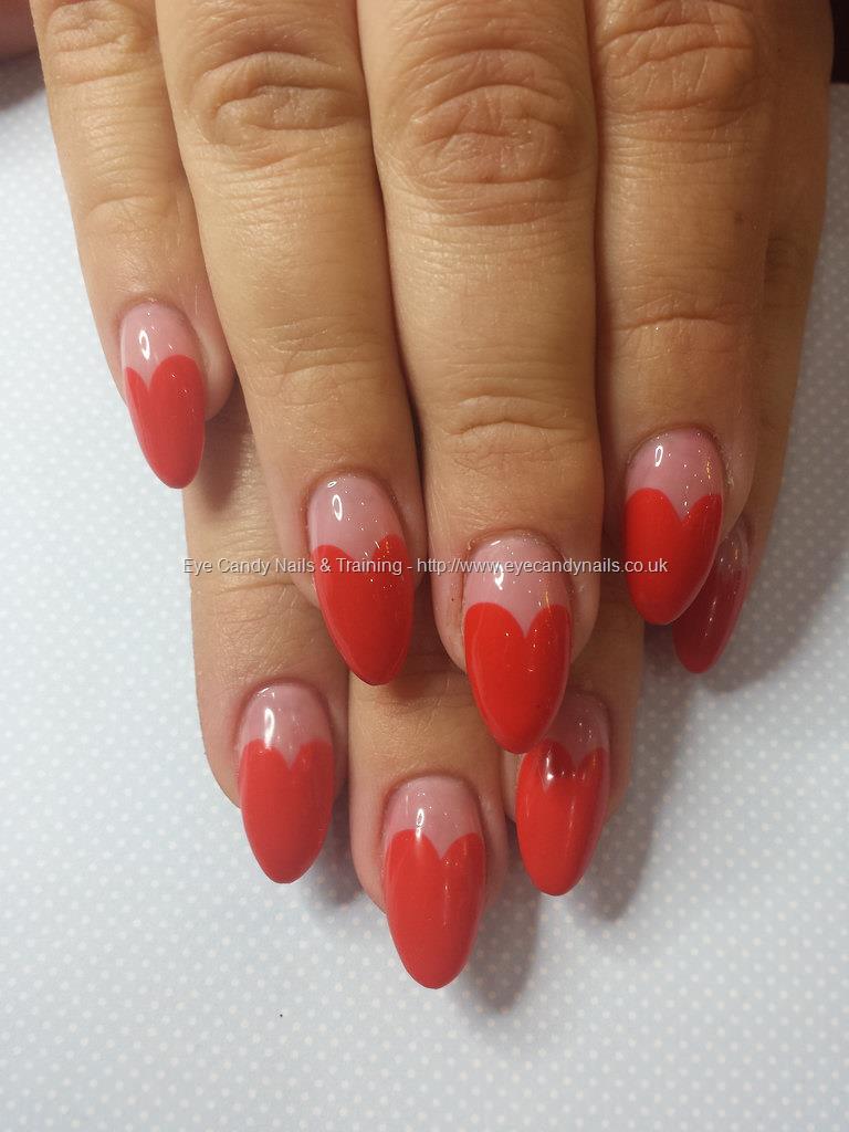 Glossy Red French Tip Heart Nail Art