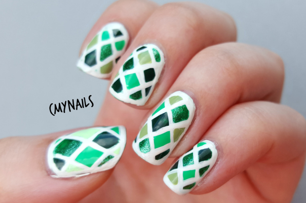 Green Mosaic Nail Art