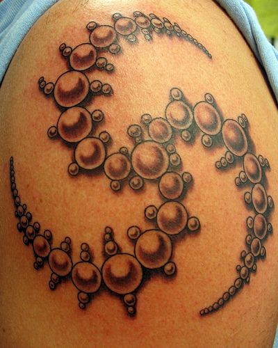 Grey Julia Set Mandelbrot Tattoo On Shoulder