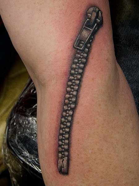 Grey Zipper Tattoo