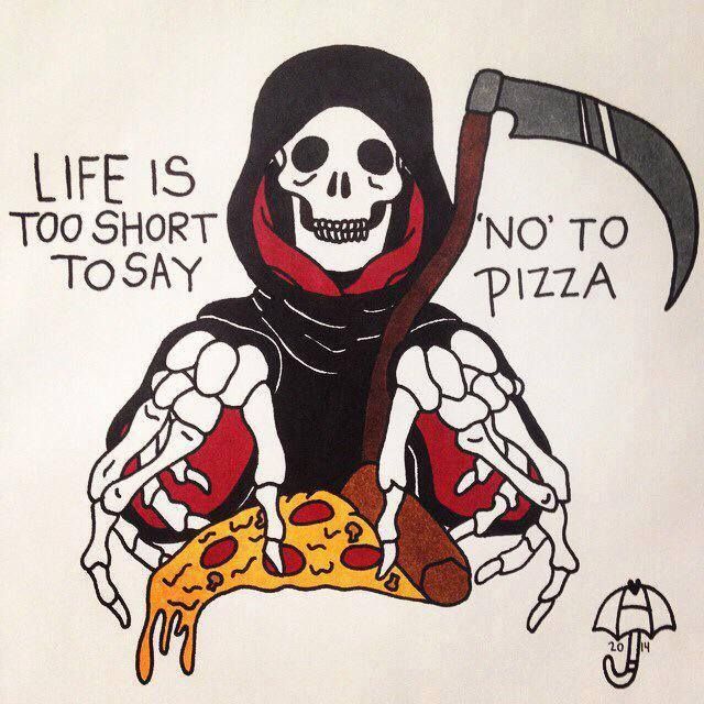 Grim Reaper And Pizza Slice Tattoo Stencil