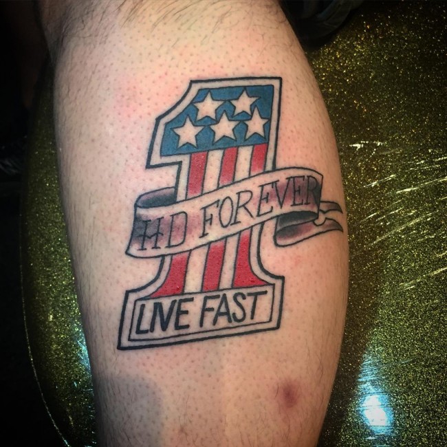 HD Forever Banner With One American Flag Harley Davidson Tattoo