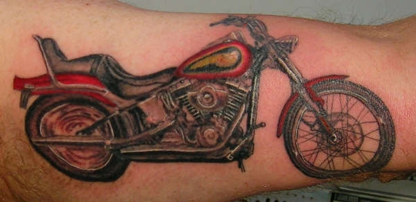 Harley Bike Tattoo On Arm
