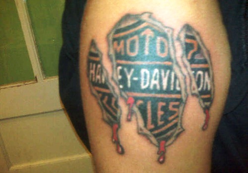 Harley Davidson Logo Ripped Skin Tattoo By Harley Artistic