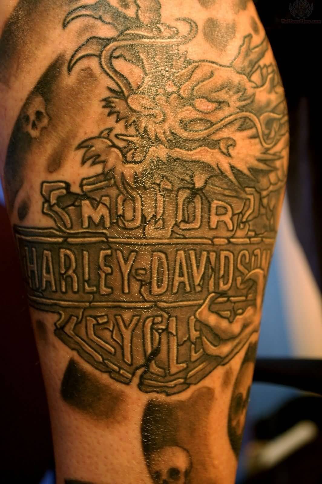 Harley Davidson Logo With Dragon Tattoo