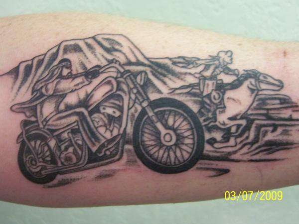 Harley Davidson Racing Tattoo On Arm