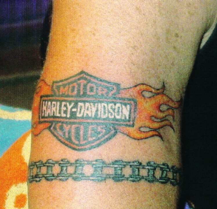 Harley Logo And Chain Armband Tattoo
