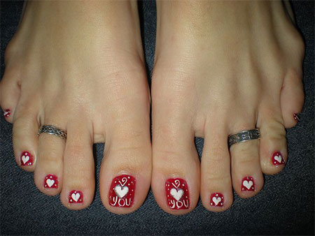 Heart Nail Art Design For Toe Nails
