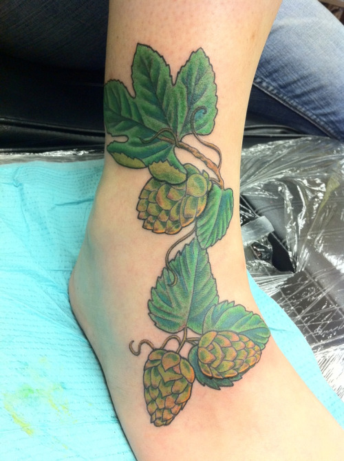 Hop Plant Tattoo On Foot