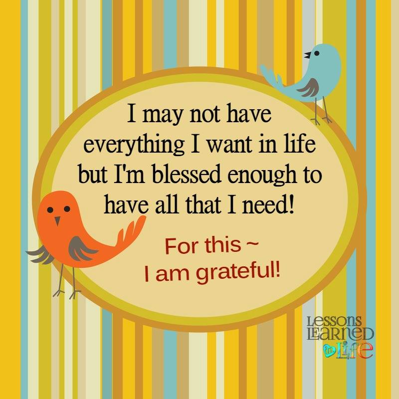 I may not have everything I want in life but I’m blessed enough to have all the I need! For this, I am grateful.