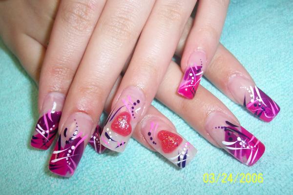Incredible Pink Heart Nail Art Design Idea