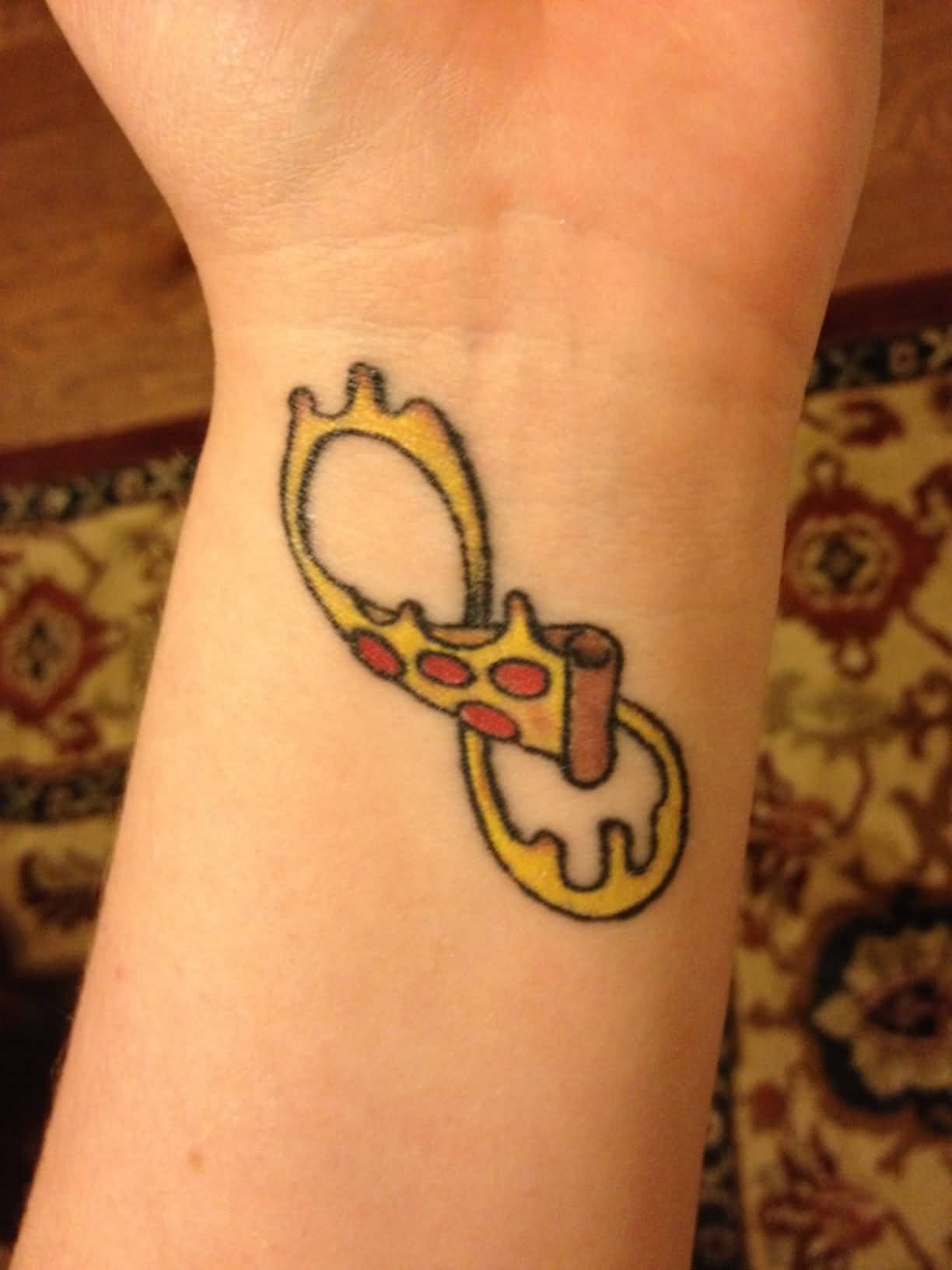 Infinity Pizza Tattoo On Wrist