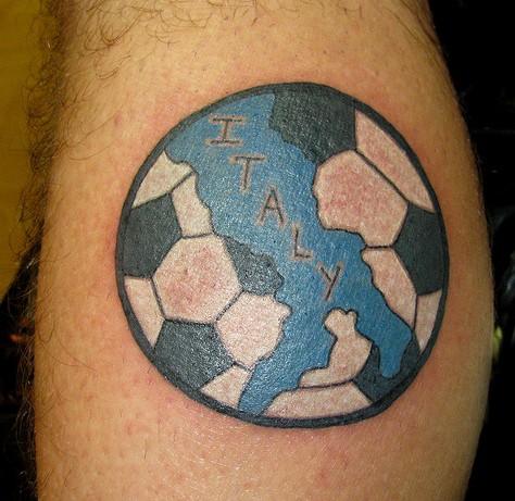 Italy Map In Football Tattoo