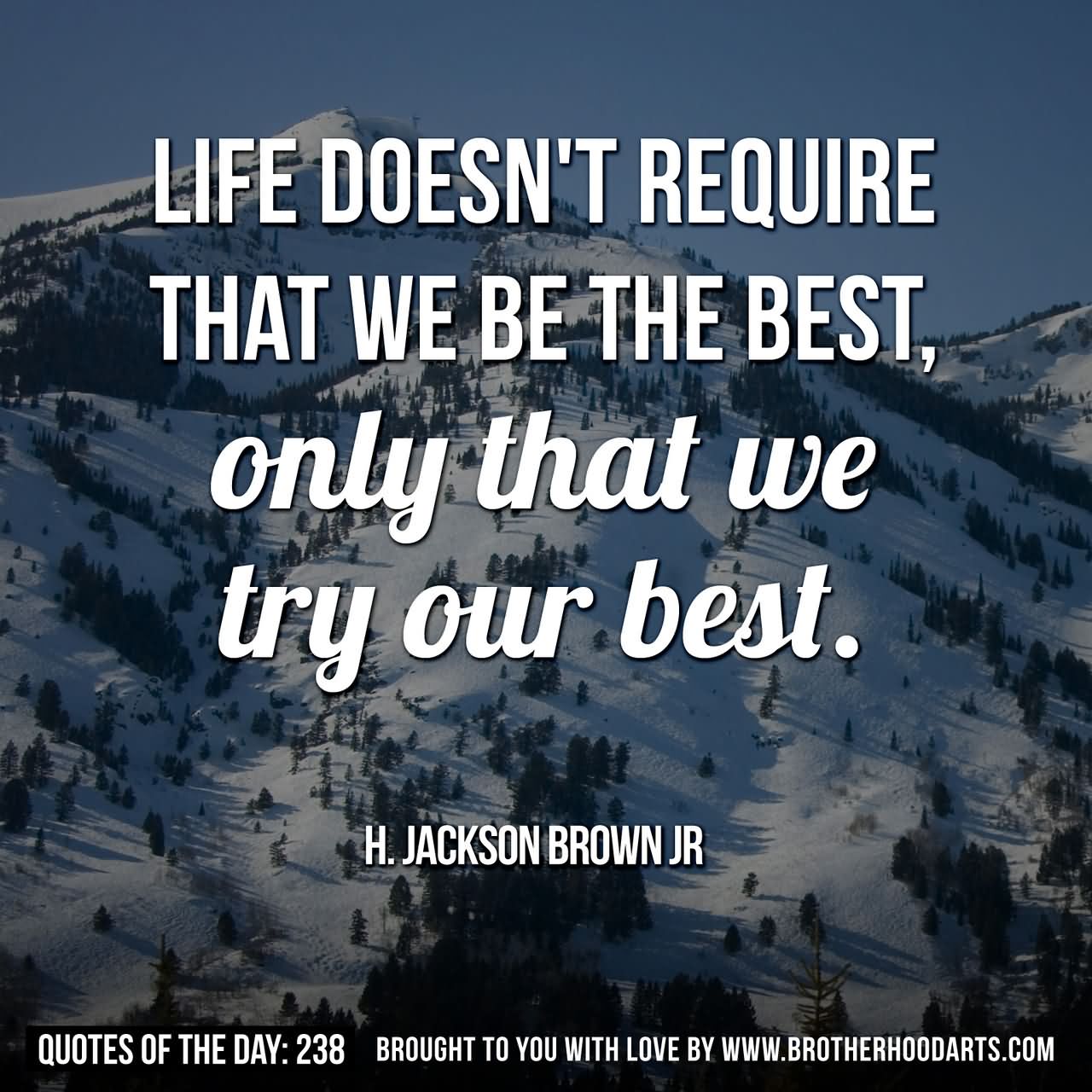 Life doesn't require that we be the best, only that we try our best. - H. Jackson Brown, Jr.