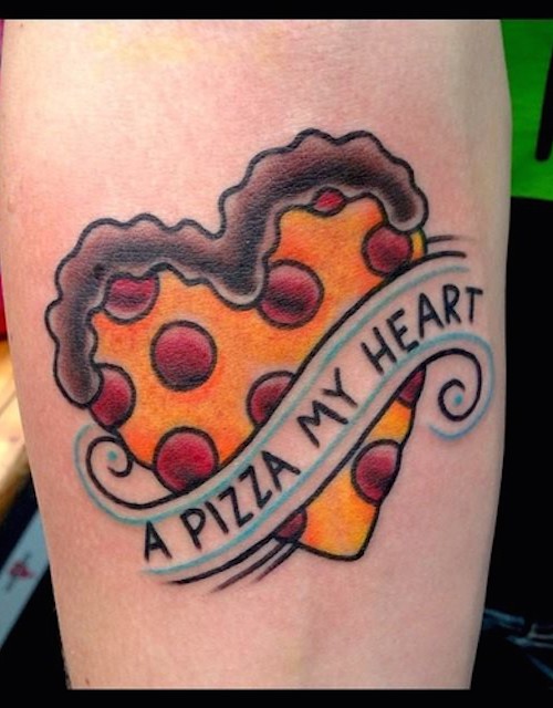 Love Pizza Heart Tattoo