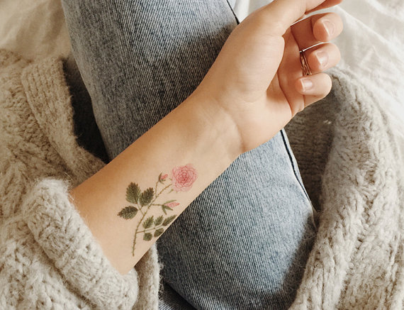 Lovely Flower Plant Tattoo On Forearm For Girls