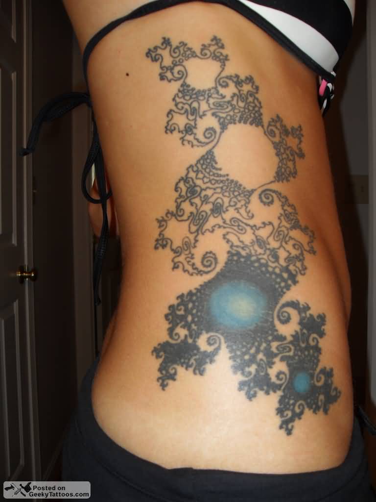 Lovely Mandelbrot Fractal Design Tattoo On Side Rib