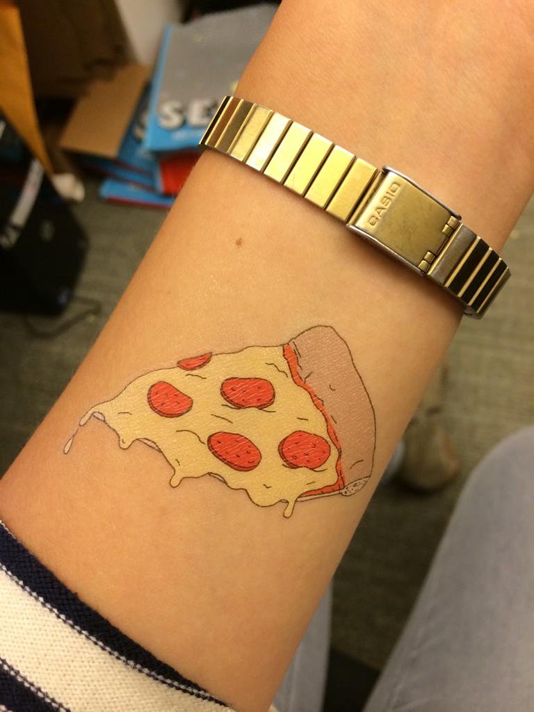 Lovely Pizza Tattoo On Forearm