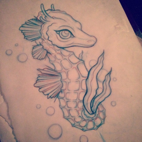 Lovely Seahorse Sea Creature Tattoo
