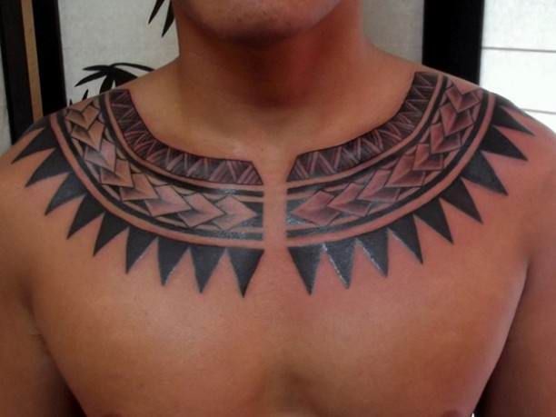 Maori Tribal Necklace Shape Tattoo For Men
