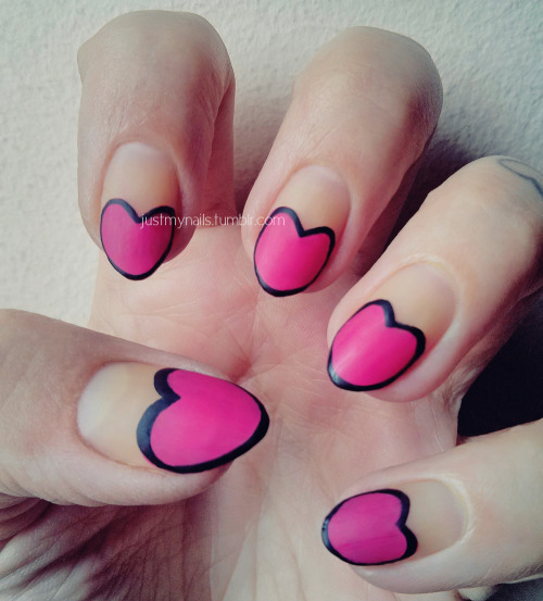 Matte Pink French Tip Heart Nail Art
