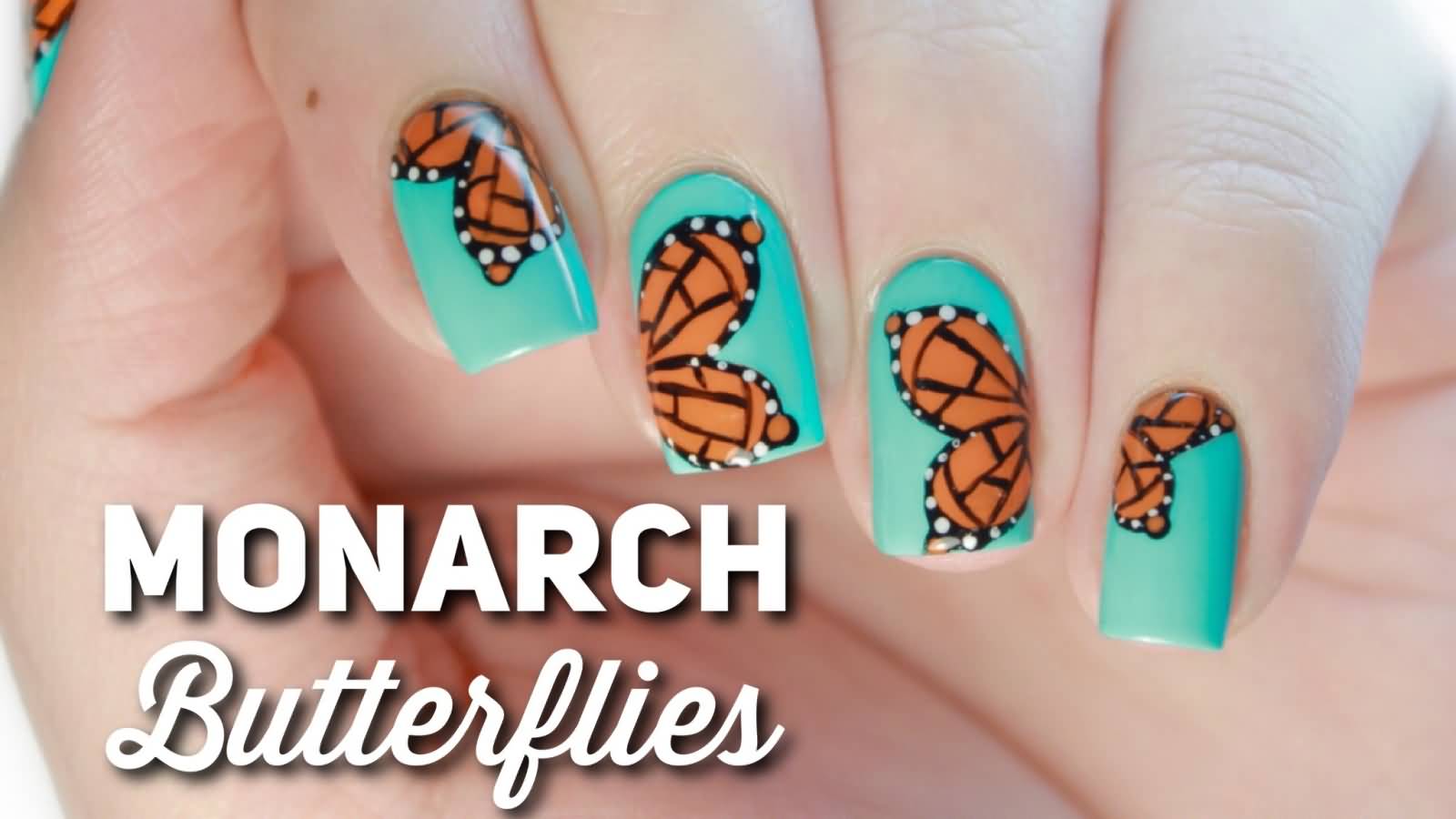 Monarch Butterflies Nail Art