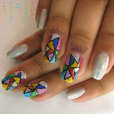 Multi Color Glitter Mosaic Nail Art Design Idea