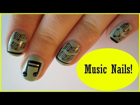 Music Waves And Note Design Nail Art Idea