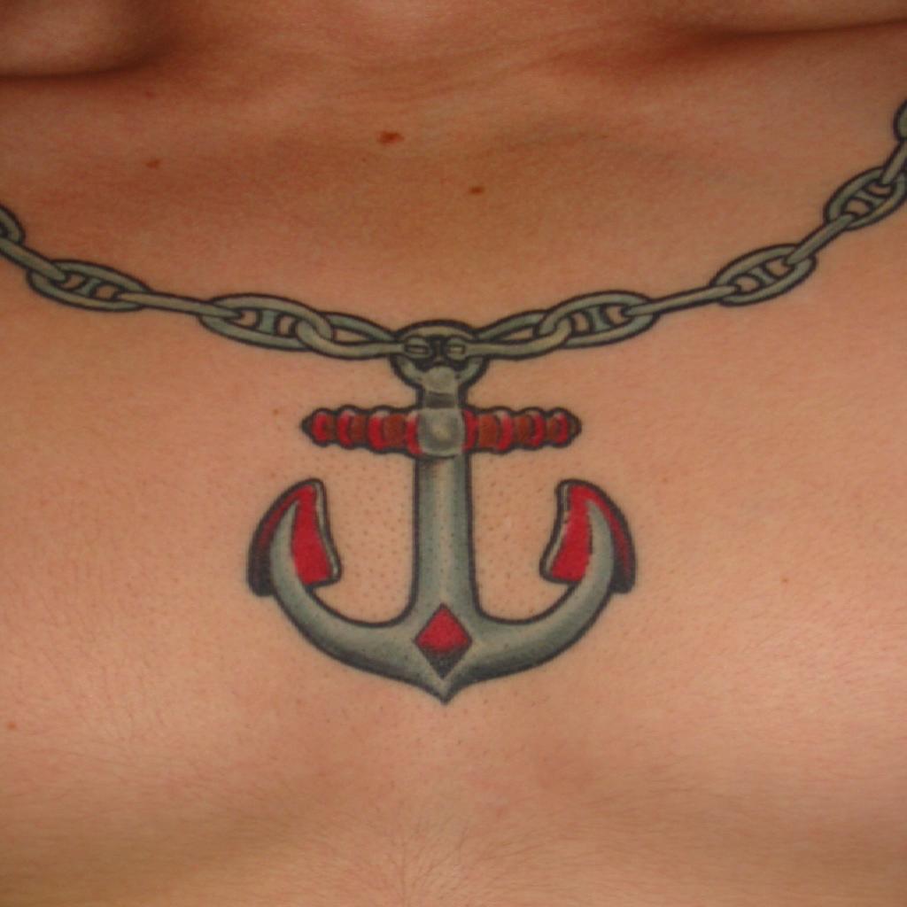 Nice Anchor Necklace Tattoo