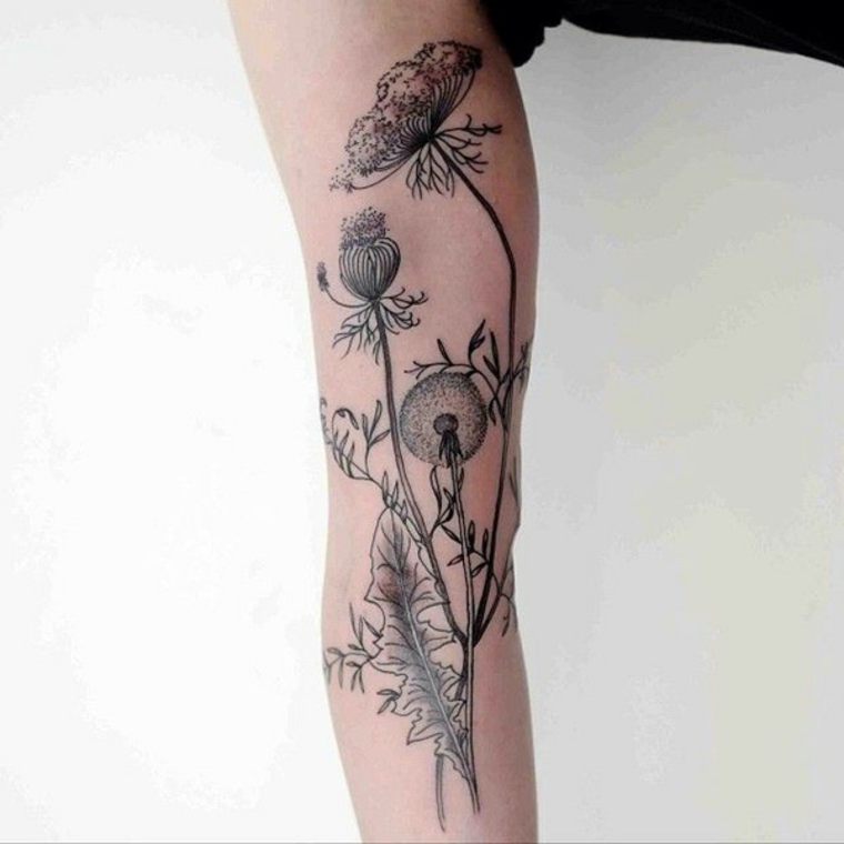 Nice Dandelion Plant Tattoo
