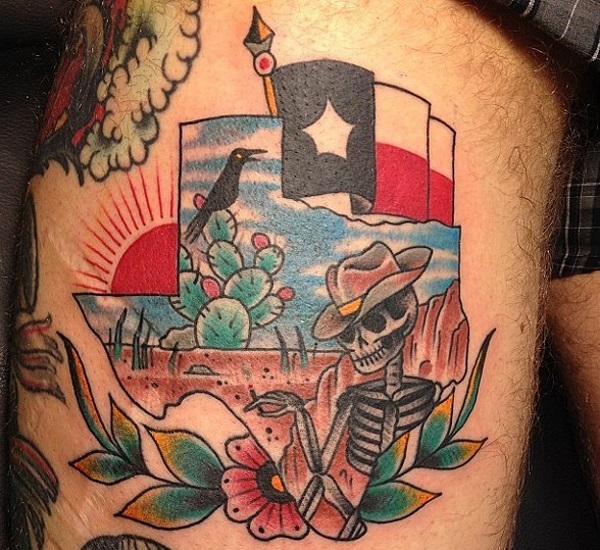 Nice Desert View In Texas Map Traditional Tattoo