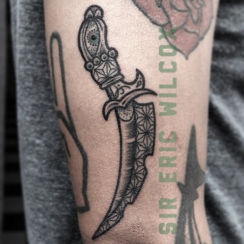 Nice Grey Knife Tattoo
