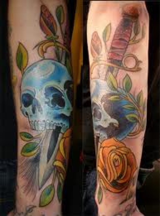 Nice Knife And Skull Tattoo