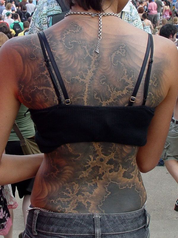 Nice Mandelbrot Full Back Tattoo For Girls
