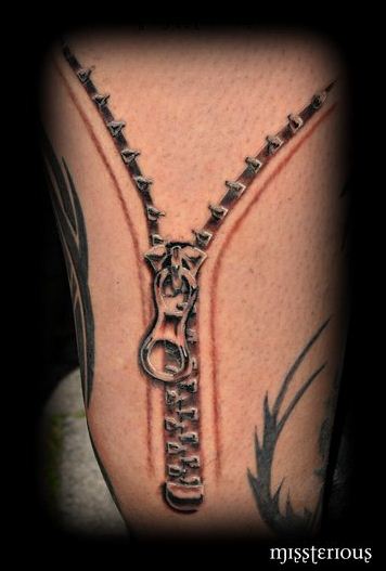 Nice Open Zipper Tattoo